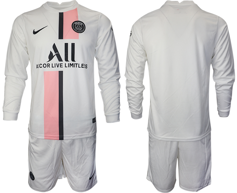 Men 2021-2022 Club Paris St German away white Long Sleeve blank Soccer Jersey->paris st german jersey->Soccer Club Jersey